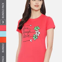 Fabflee Pack Of 3 Typography Printed Cotton T-shirt-picture-29