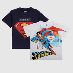 YK Justice League Boys Pack of 2 Superman Printed Round Neck Cotton Casual T-Shirt-picture-47