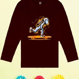 NUSYL Boys Maroon Printed T-shirt-image-87