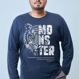 Bewakoof Plus Men Plus Size Typography Printed Round Neck Cotton T-shirt-image-87
