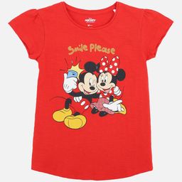 Kids Ville Girls Red  Black Mickey And Minnie Printed Pure Cotton T-shirt-image-17