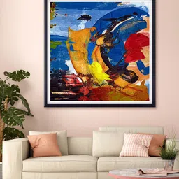 999Store Blue & Yellow Abstract Canvas Printed Wall Art-11