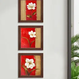 Art Street Brown & Red Floral and Botanical Set of 3 Printed Wall Art-9