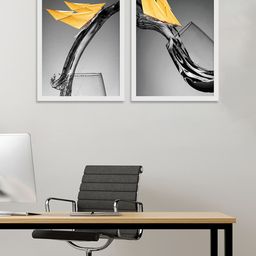 Art Street Set Of 2 White & Black Abstract Water Theme Wall Art-9