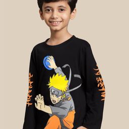 Kids Ville Boys Humour and Comic Printed Naruto Cotton T-Shirt-picture-24