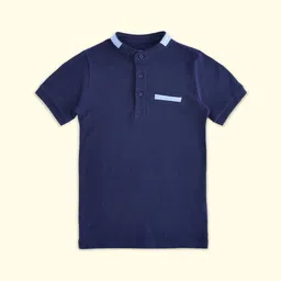 Pantaloons Junior Boys Navy Blue Solid Cotton T-shirt-picture-17