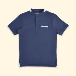 Pantaloons Junior Boys Navy BlueSolid Cotton T-shirt-image-112