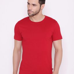 BODYACTIVE Men Solid Maroon Cotton T-shirt-image-12