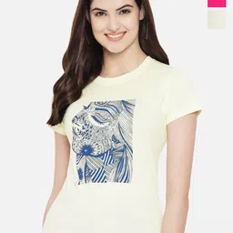 Fabflee Regular Fit Pack Of 3 Printed Round Neck Cotton T-shirt-image-87