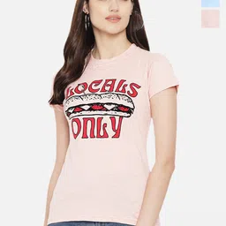 Fabflee Regular Fit Pack Of 3 Printed Round Neck Cotton T-shirt-image-95