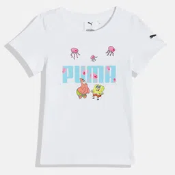 Puma Kids x SPONGEBOB Logo Printed Regular fit Pure Cotton T-shirt-image-53