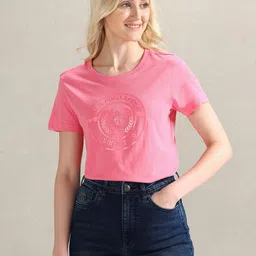 U.S. Polo Assn. Women Graphic Printed Pure Cotton T-shirt-picture-13