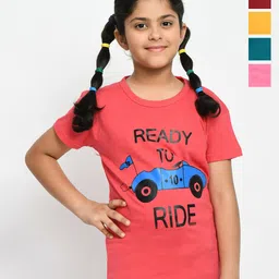 BAESD Girls Pack Of 5 Printed Cotton T-shirt-image-14
