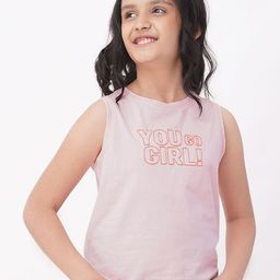 edheads Girls Pink Typography Printed Cotton T-shirt-25