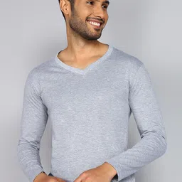 Fleximaa V-Neck Long Sleeves Pure Cotton T-shirt-image-44