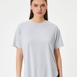 Koton Women Solid Round Neck Cut Outs T-shirt-image-82