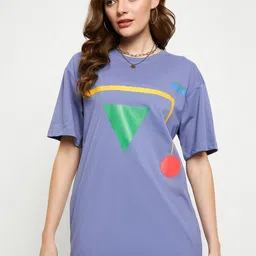 Skidlers Geometric Printed Oversized Drop-Shoulder Sleeves Cotton T-shirt-image-20