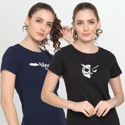 UnaOne Women Plus Size Black 2 Extended Sleeves T-shirt-image-73