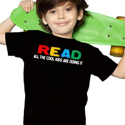 BRATMA Boys Round Neck Short Sleeves Typography Printed Causal Tshirt-image-2