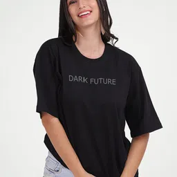 Mad Over Print Typography Printed Cotton Oversized T-shirt-image-68