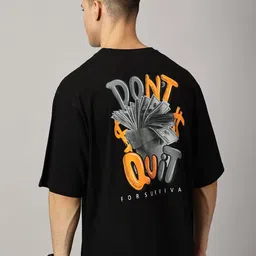 THE HOLLANDER Round Neck Typography Printed Pure Cotton Oversized T-shirt-image-92