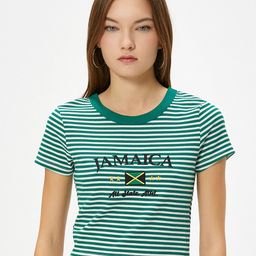 Koton Striped Round Neck T-shirt-image-95