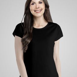 Pootlu Women Black Cotton T-shirt-image-68
