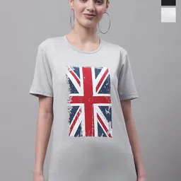 VIMAL JONNEY Pack Of 3 Typography Printed Round Neck Cotton T-shirts-image-62