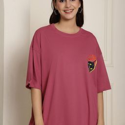 Fabflee Graphic Printed Drop-Shoulder Oversized Cotton T-shirt-picture-0