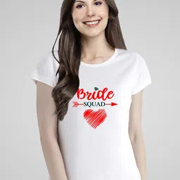 Pootlu Women White & Red Typography Printed Pure Cotton T-shirt-image-99