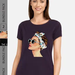 CHOZI Pack Of 2 Graphic Printed Cotton T-shirts-picture-0