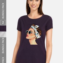CHOZI Pack of 2 Typography Printed Cotton T-shirt-image-123