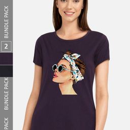 CHOZI Pack Of 2 Graphic Printed Cotton T-shirt-image-106
