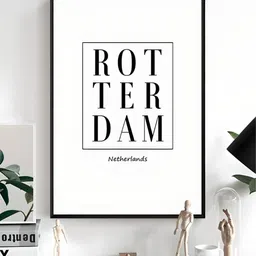 THE HANDMADE FLAIR Black & White Netherlands Leaves Canvas Wall Art-32