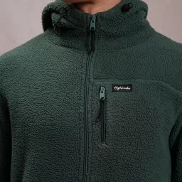HIGHLANDER Self Design Hooded Front-Open Sweatshirt image 2