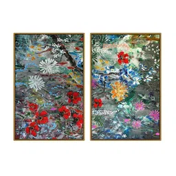 999Store Set Of 2 Grey Abstract Painting Frame Wall Art image 2