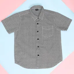 Hoop Boys Geometric Printed Spread Collar Short Sleeves Cotton Casual Shirt-image-45