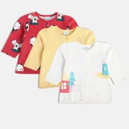 MINI KLUB Pack Of 3 Girls Printed Round Neck Cotton T-shirts-image-38