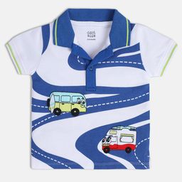 MINI KLUB Boys Graphic Printed Polo Collar Pure Cotton T-shirt-image-36