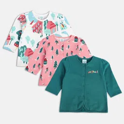 MINI KLUB Infant Girls 3 Pack Of 3 Printed Pure Cotton Jhablas-17