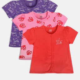 MINI KLUB Infant Girls Pack Of 3 Printed Pure Cotton Jhablas-image-70