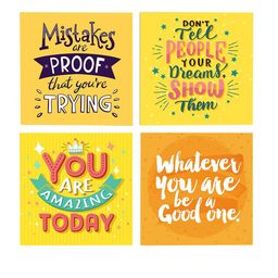 WENS Kids Pack Of 4 Yellow Inspiraton Quotes Printed Wall Panels image 4