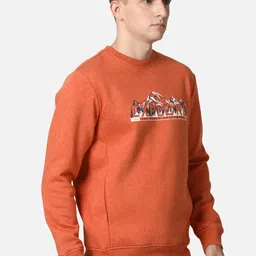 t-base Men Rust Printed Sweatshirt image 4