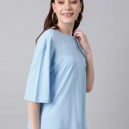 KOTTY Basics Typography Printed Round Neck Drop-Shoulder Sleeves Oversized T-shirt image 3