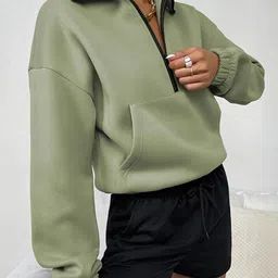 StyleCast Green Shirt Collar Pullover image 3