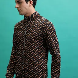 HIGHLANDER Abstract Printed Mock Collar Front-Open Sweatshirt image 3