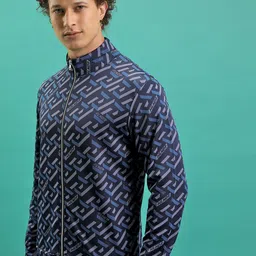 HIGHLANDER Geometric Printed High Neck Full Zip Front-Open Sweatshirt image 2