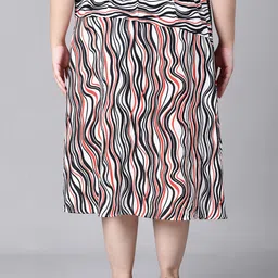 Oxolloxo Plus Size Abstract Printed A-Line Midi Skirt image 5