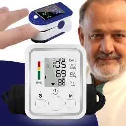 Aika (Combo Pack) AK-555 Fully Automatic Digital BP Monitor with Large Display, Voice Broadcast & AK-32 Digital Oximeter Bp Monitor-1
