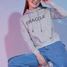 DressBerry Typography Printed Hooded Pullover Sweatshirt-picture-7